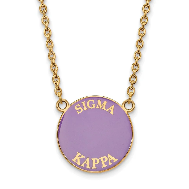 Artistic Necklace for Fashion Lovers-14K Plated Silver Sigma Kappa Large Enamel Disc Necklace