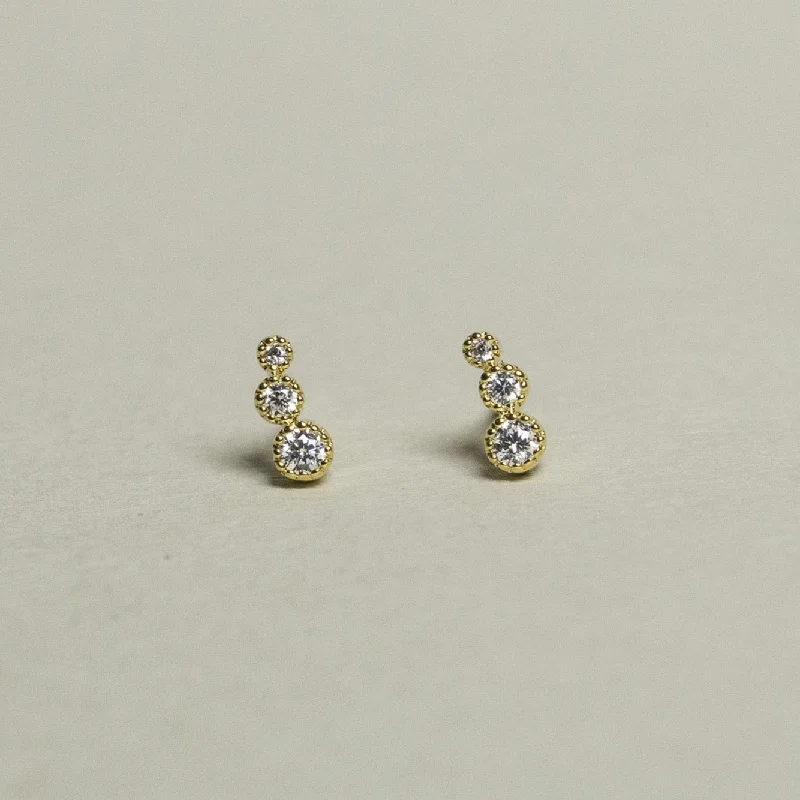 Luxury Silver Earrings for Women-Three Dots Stud Earrings