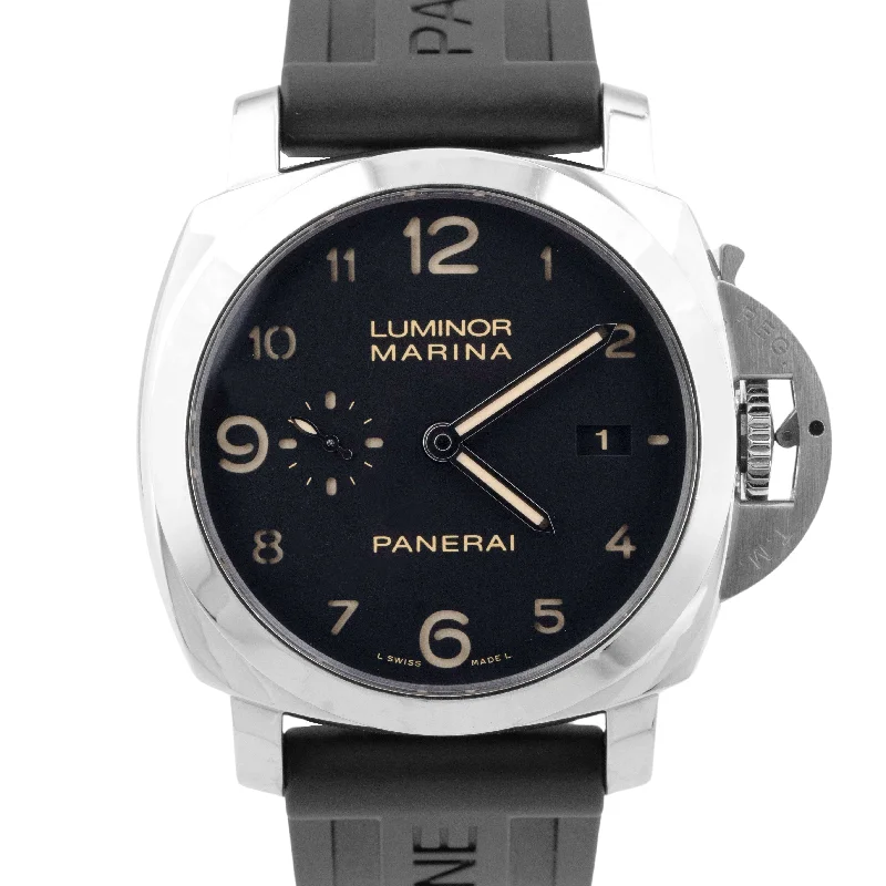 Trendy Smart Watches for Modern Living-Panerai Luminor Marina PAM00359 Steel Arabic Black 44mm Automatic Date Watch BOX