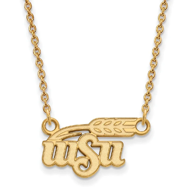 Sparkling Silver Necklace for Special Events-14k Yellow Gold Wichita State Small Pendant Necklace