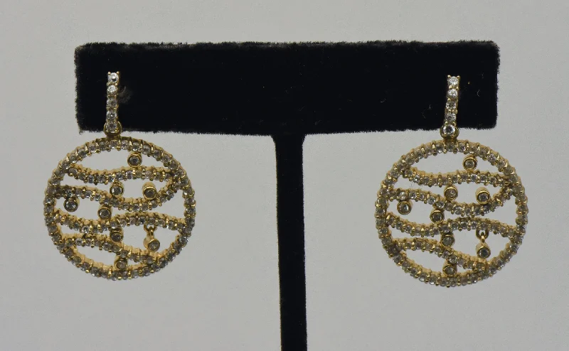 Sparkling Silver Earrings for Women-Vintage Gold Tone Sterling Silver Rhinestone Earrings