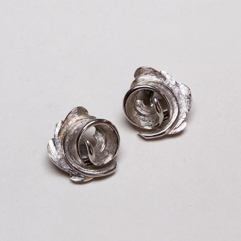 Custom Earrings for Fashion Forward Look-Vintage Silver Rose Clip-on Earrings