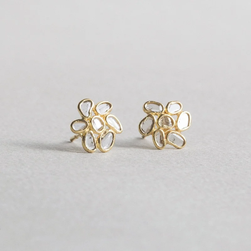 Personalized Earrings for Gifts-Diamond Slice Flower Stud Earrings