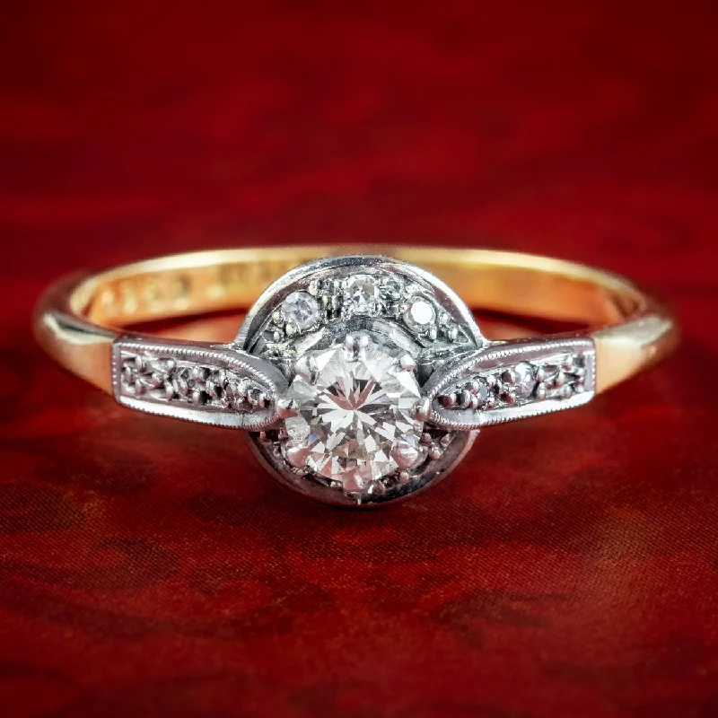 Personalized Birthstone Ring for Brides-Antique Art Deco Diamond Cluster Ring 0.36ct Total