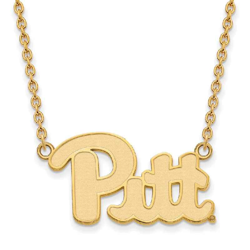 Simple Chain Necklace for Men-Sterling Silver U of Pittsburgh Large 'Pitt' Pendant Necklace