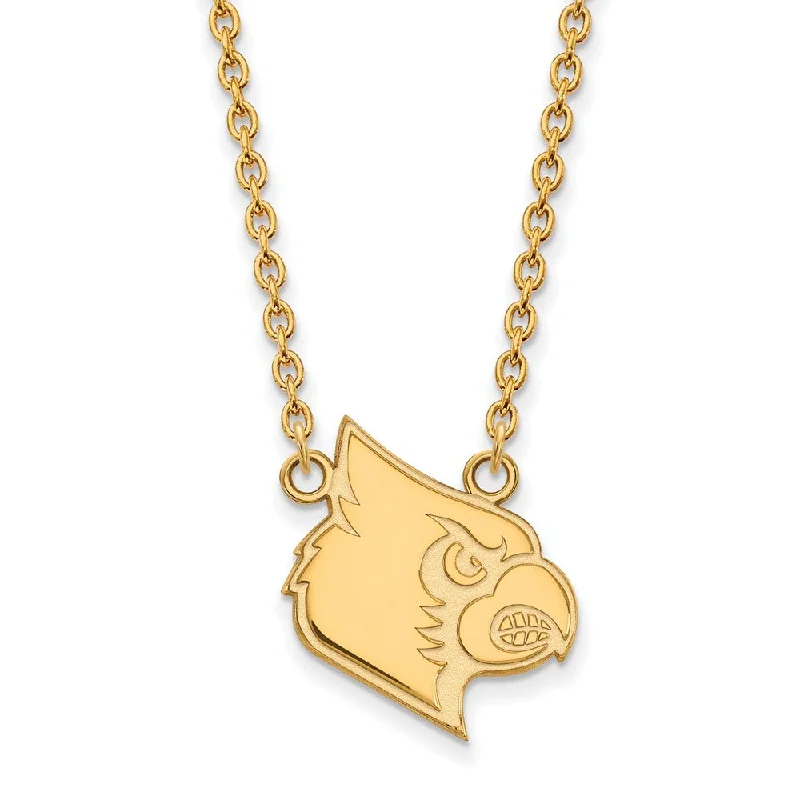 Simple Chain Necklace for Men-14k Yellow Gold U of Louisville Lg Logo Pendant Necklace