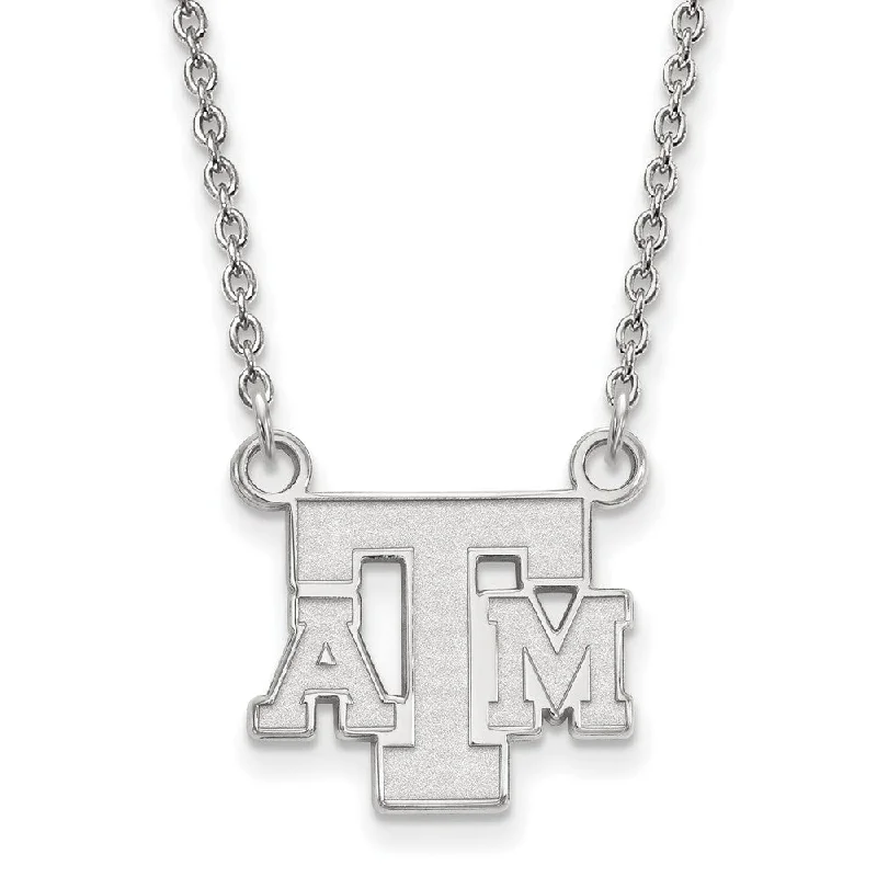 Simple Bead Necklace for Casual Looks-Sterling Silver Texas A&M U Small Pendant Necklace