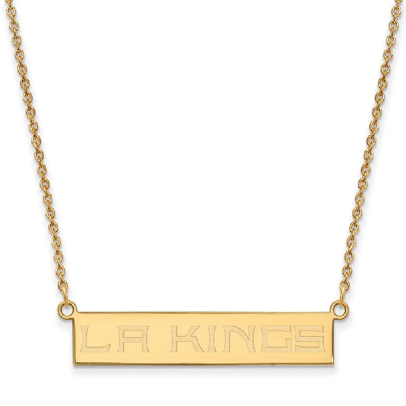 Simple Gold Chain Necklace for Women-SS 14k Yellow Gold Plated NHL Los Angeles Kings SM Bar Necklace, 18 In