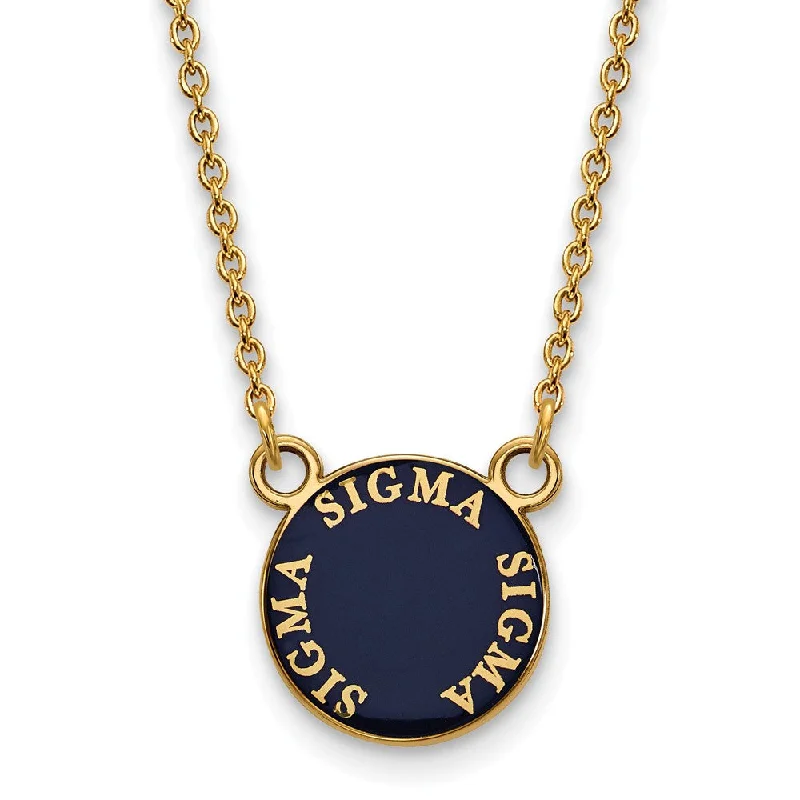 Elegant Necklace for Formal Wear-14K Plated Silver Sigma Sigma Sigma Small Enamel Disc Necklace