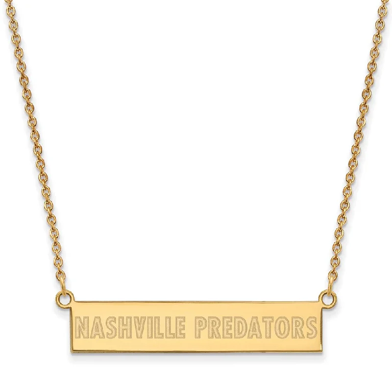 Minimalist Necklace for Every Day-SS 14k Yellow Gold Plated NHL Predators SM Bar Necklace, 18 In