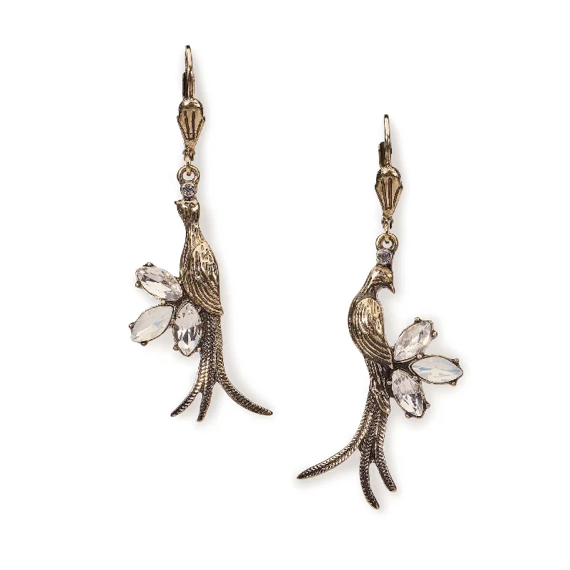 Stylish Drop Earrings for Casual Wear-Love Bird Earrings: Brass Drop Earrings