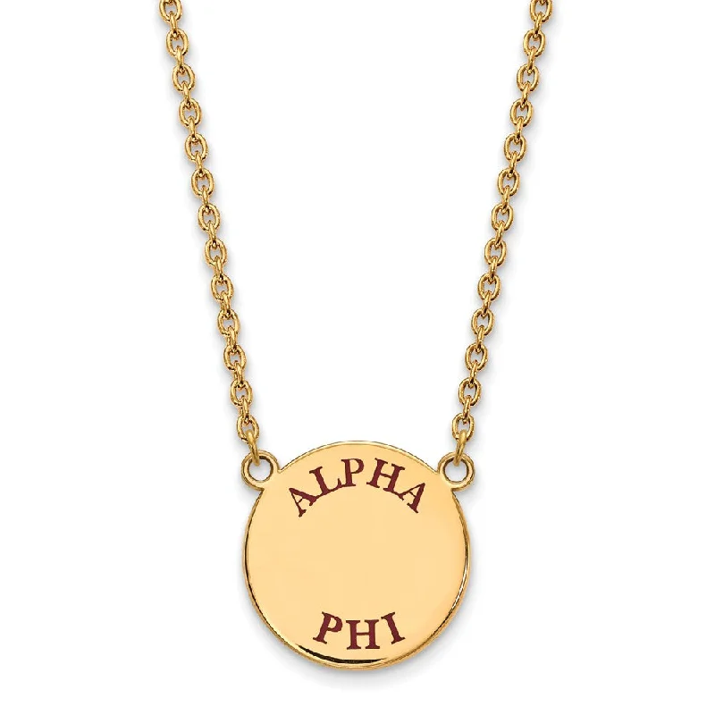 Simple Chain Necklace for Day-to-Day Look-14K Plated Silver Alpha Phi Large Enamel Greek Letters Necklace