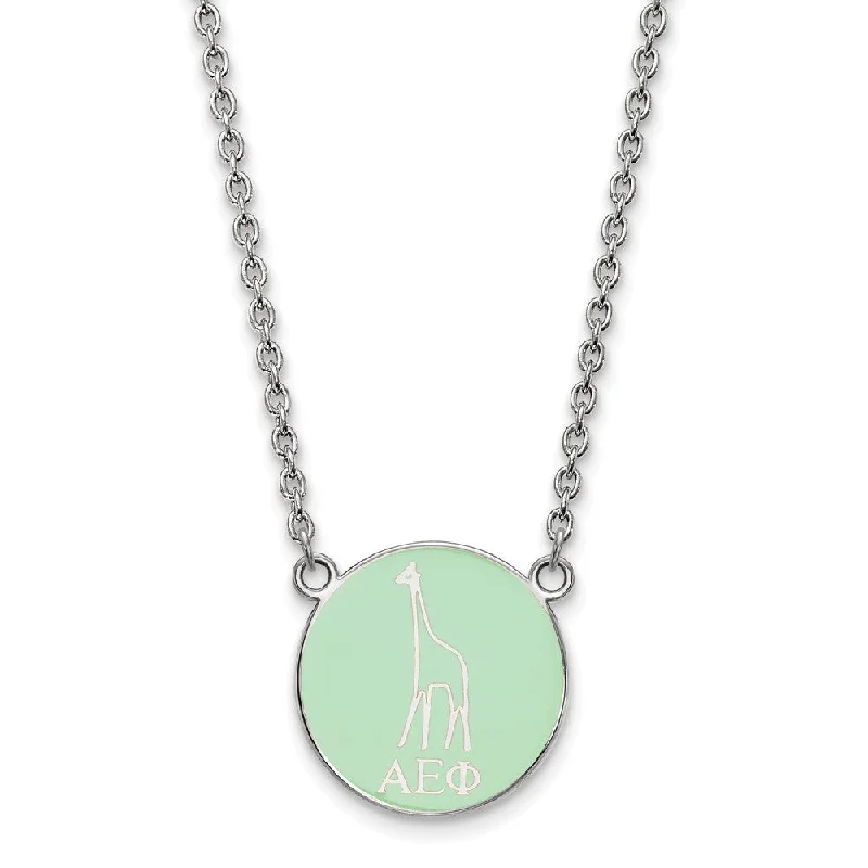 Beautiful Gold Necklace for Gifts-Sterling Silver Alpha Epsilon Phi Small Enamel Necklace