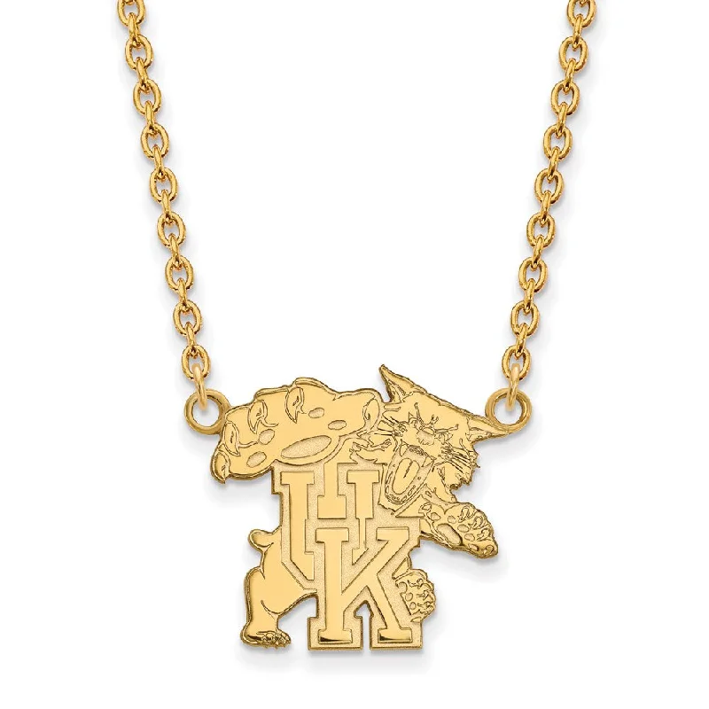 Dazzling Necklace for Special Events-14k Yellow Gold U of Kentucky Lg Tiger Logo Pendant Necklace