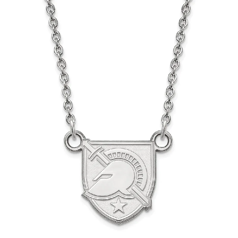 Chain Necklace with Pendant for Women-Sterling Silver Military Academy Small Shield Pendant Necklace