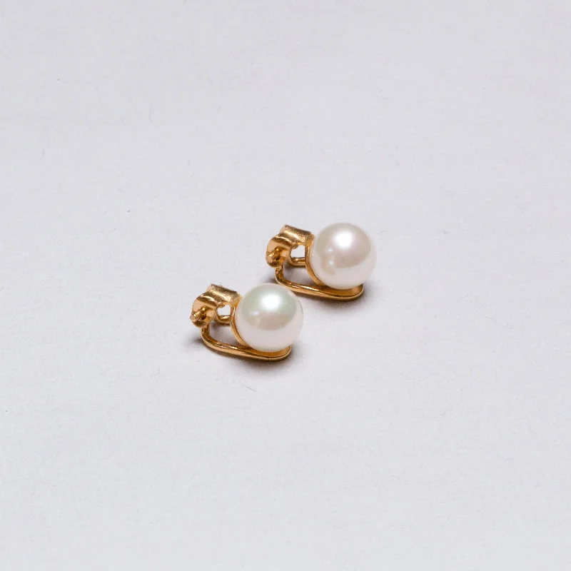 Sterling Silver Earrings-Vintage Dior Pearl Clip-on Earrings