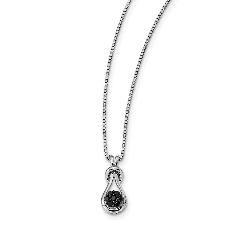 Personalized Necklace with Charm-1/5 Cttw Black Diamond Love Knot Necklace in Sterling Silver