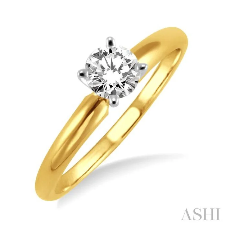 Stylish Wedding Band for Women-Round Cut Diamond Solitaire Ring in 14K Yellow Gold