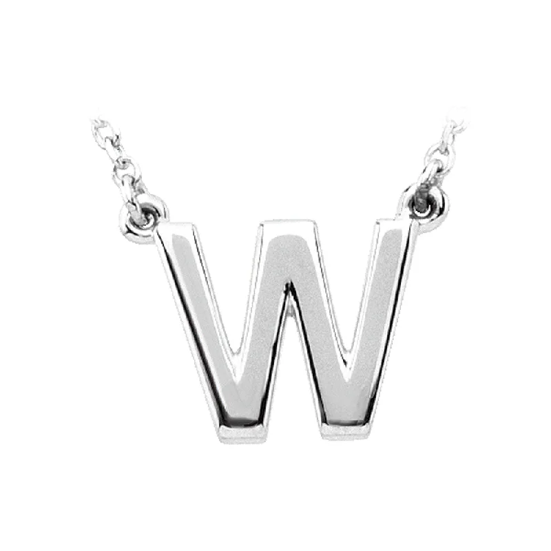 Simple Gold Chain Necklace for Women-Sterling Silver, Kendall Collection, Block Initial W Necklace, 16 Inch