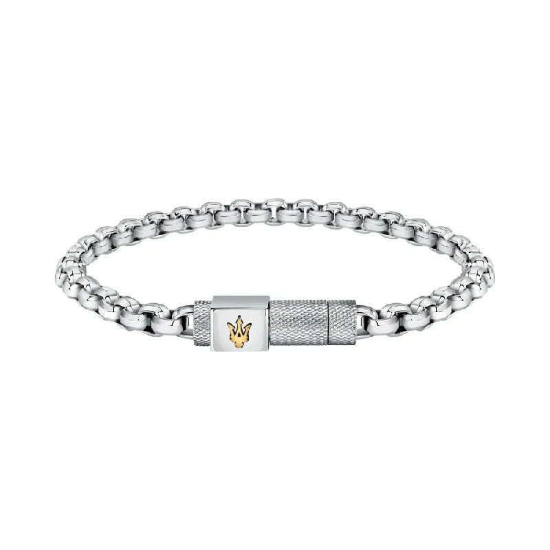 Custom Bracelets for Bridal Parties-Men Iconic Silver Bracelet