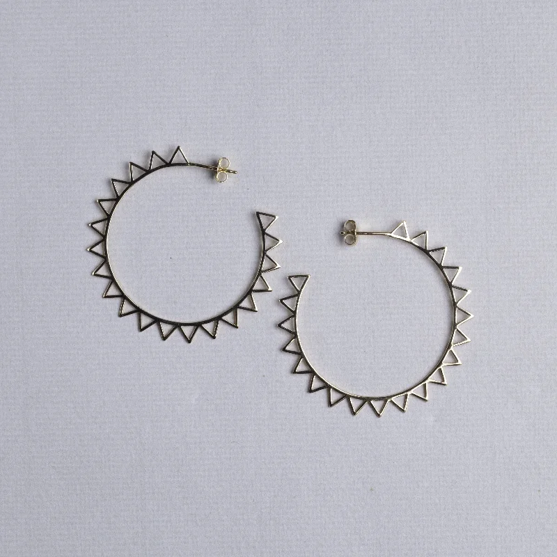 Gold Plated Drop Earrings-Geometric Cutout Sun Hoop Earrings