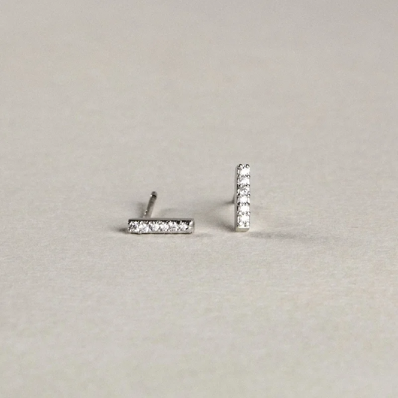 Simple Diamond Earrings-Crystal Bar Stud Earrings