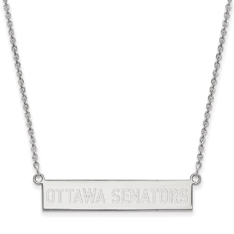 Personalized Family Necklace-Sterling Silver NHL Ottawa Senators Small Bar Necklace, 18 In