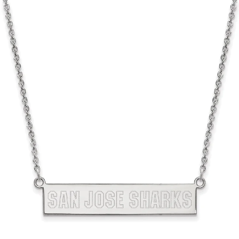 Sparkly Necklace for Fashion Forward Women-Sterling Silver NHL San Jose Sharks Small Bar Necklace, 18 In