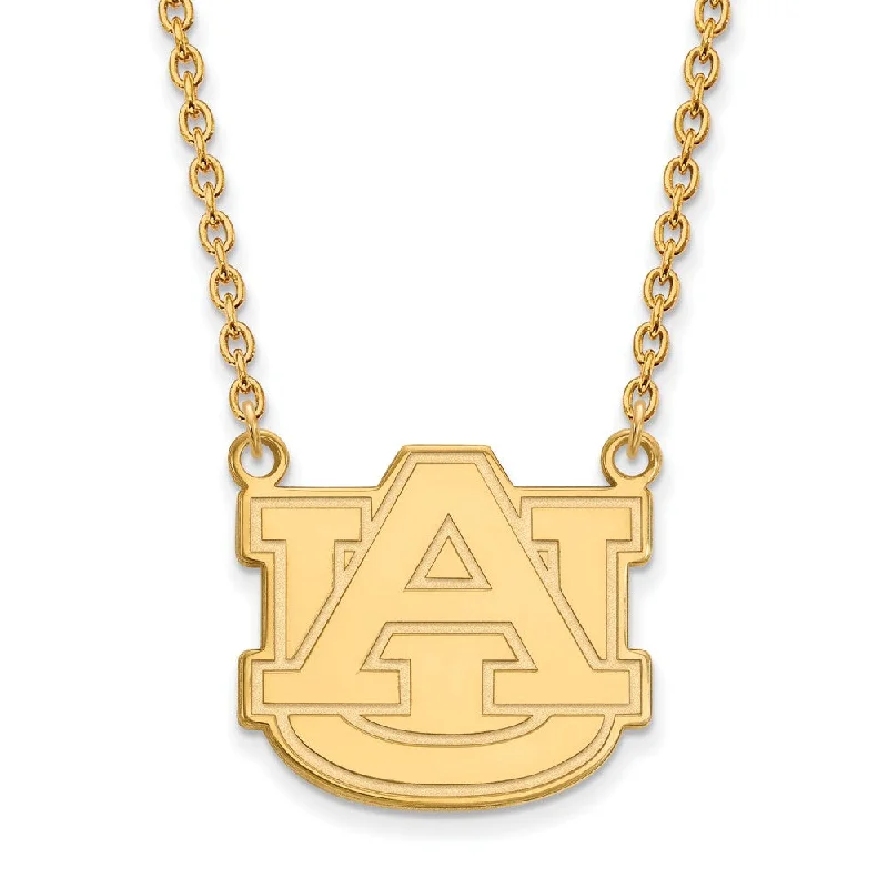 Crystal Necklace for Special Occasions-14k Gold Plated Silver Auburn U Large 'AU' Pendant Necklace