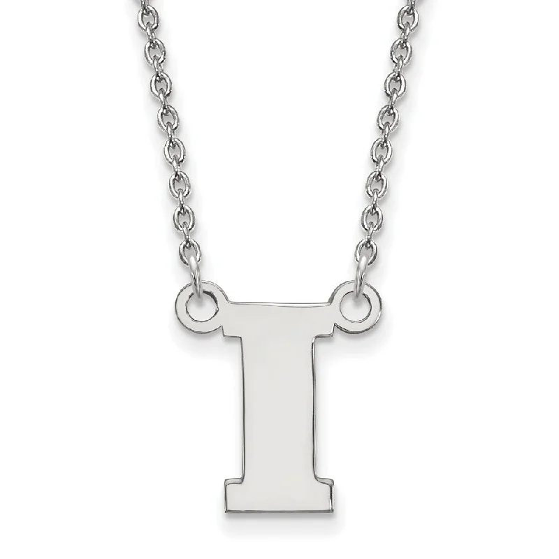 Necklace with Engraved Charm for Personal Touch-10k White Gold U of Iowa Small Initial I Pendant Necklace