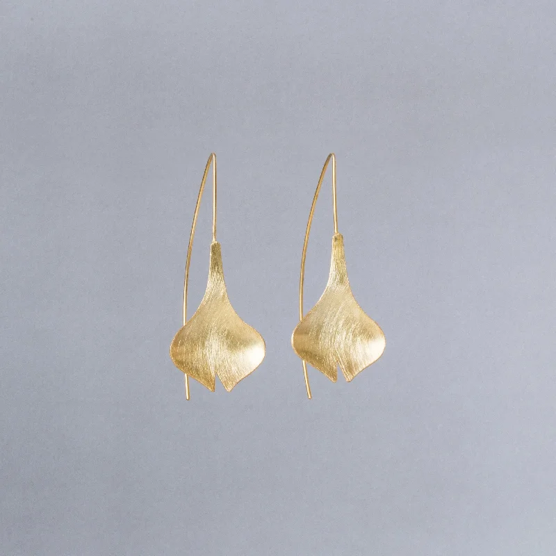 Acrylic Earrings for Casual Looks-Brushed Gold Tulip Drop Earrings