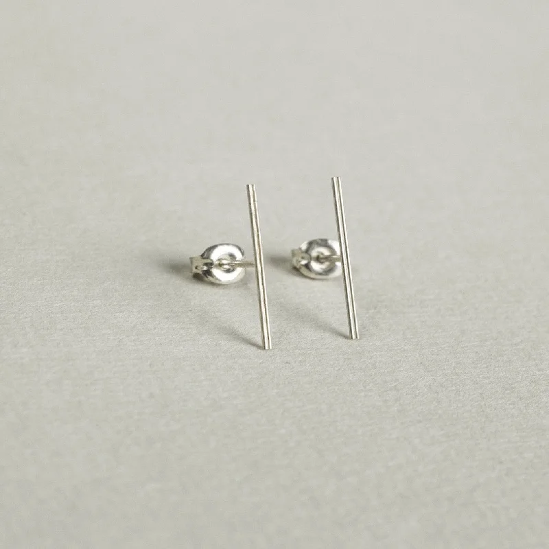 Unique Gem Earrings for Trendsetters-Silver Double Line Stud Earrings