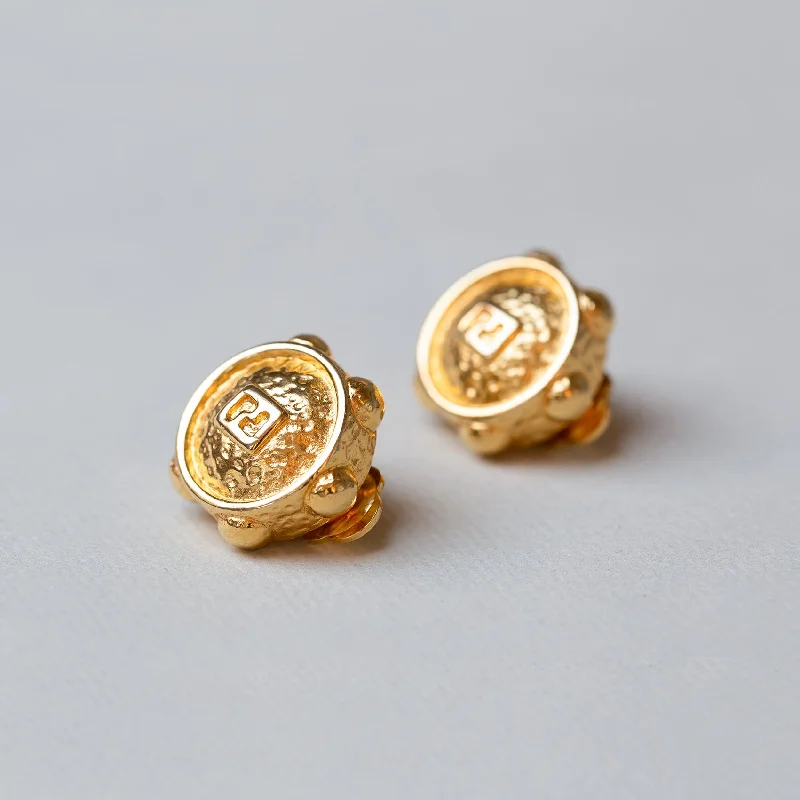 Fashion Earrings for Casual Wear-Vintage Fendi Gold Clip-on Earrings