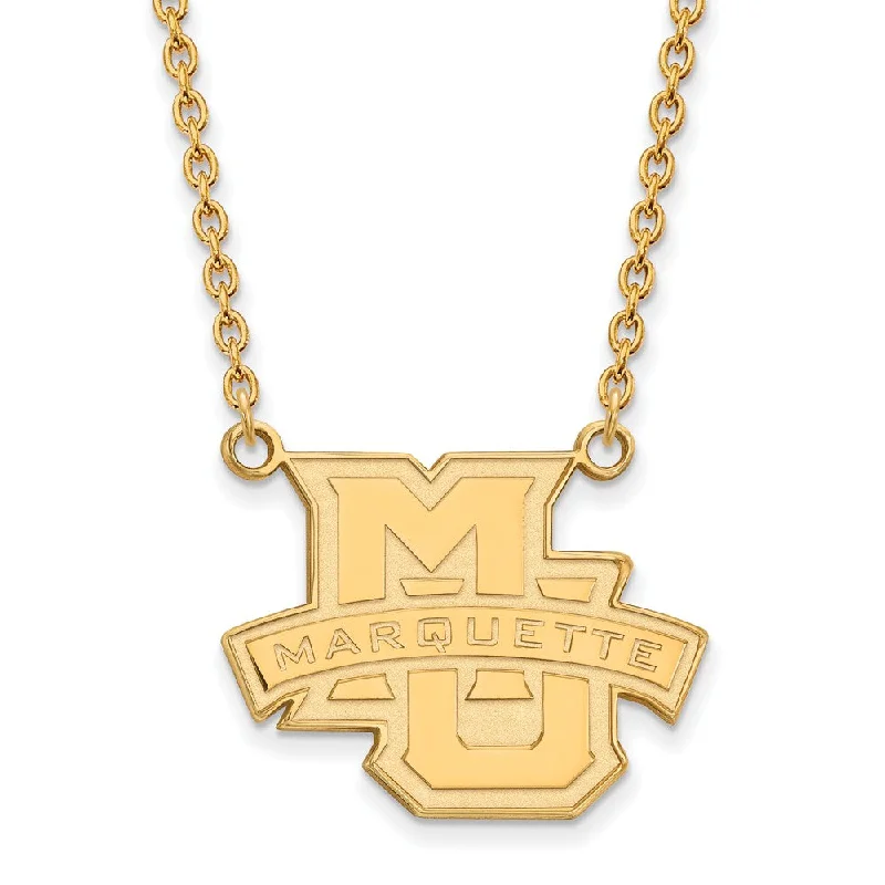 Luxury Diamond Necklace for Brides-14k Yellow Gold Marquette U Large Pendant Necklace