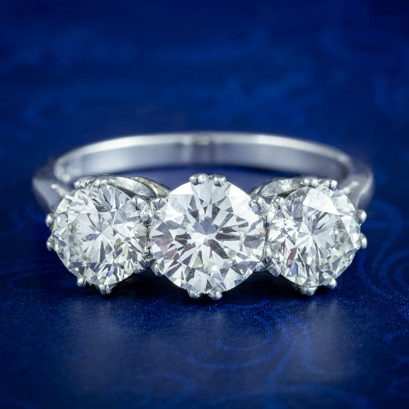 Wedding Ring with Diamond Accent-Edwardian Style Diamond Trilogy Ring 2.75ct Diamond With Cert