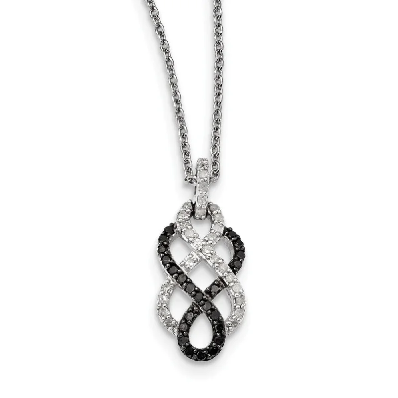 Personalized Jewelry Necklace-1/2 Cttw Black & White Diamond Infinity Necklace in Sterling Silver