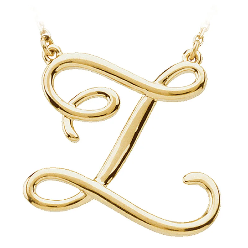 Necklace with Engraved Charm for Personal Touch-14k Yellow Gold, Olivia Collection, Medium Script Initial Z Necklace