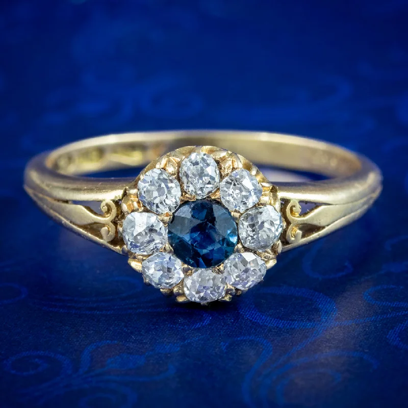 Luxury Wedding Ring for Men-Antique Victorian Sapphire Diamond Cluster Ring 0.25ct Sapphire