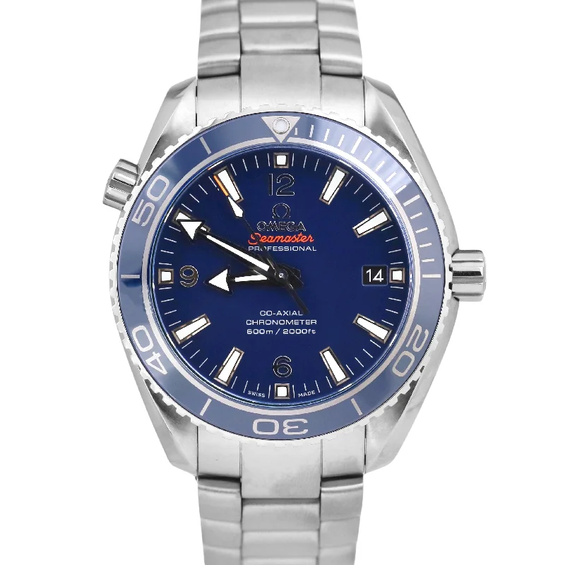 Men's Watches with Leather Bands for Casual Style-Omega Seamaster Planet Ocean 600M 42mm Blue TITANIUM 232.90.42.21.03.001 BOX