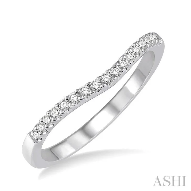 Large Gemstone Ring for Statement-1/6 Ctw Round Diamond Wedding Band for Her in 14K White Gold