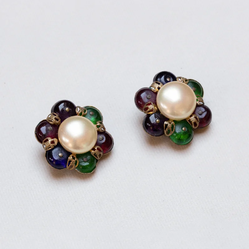 Gemstone Earrings for Luxury Look-Vintage Chanel Clip-on Earrings