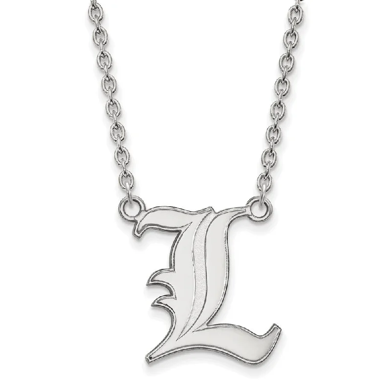 Luxury Pearl Necklace for Evening Wear-Sterling Silver U of Louisville Large Script 'L' Pendant Necklace