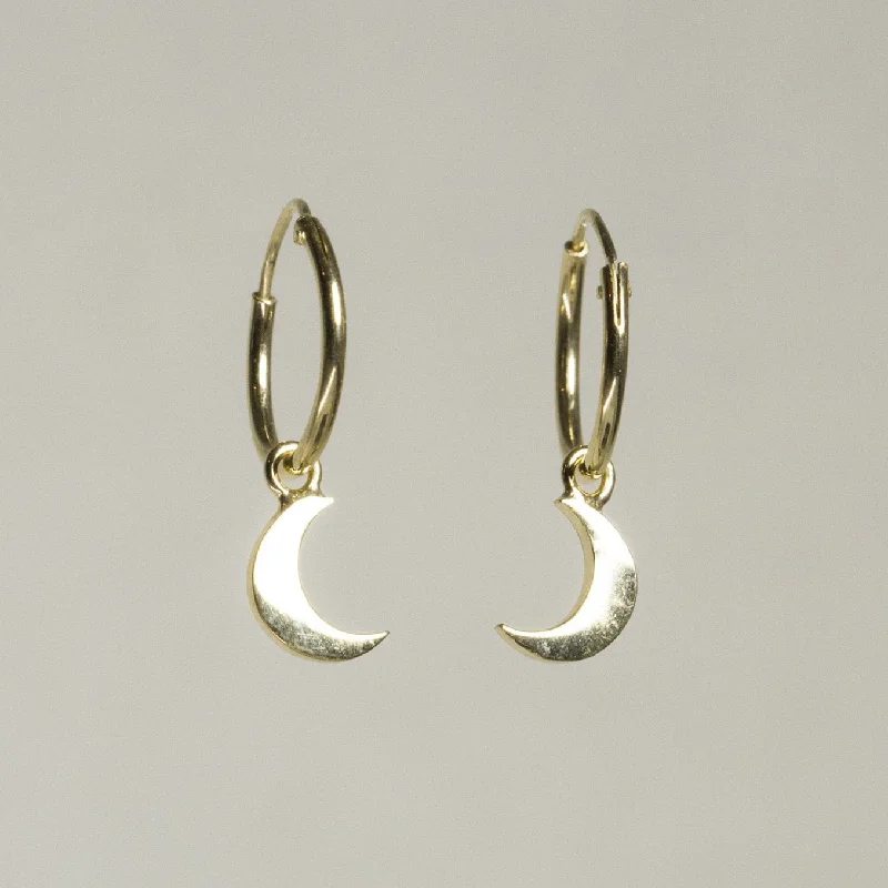 Sparkling Earrings for Special Occasions-Moon Charm Hoop Earrings