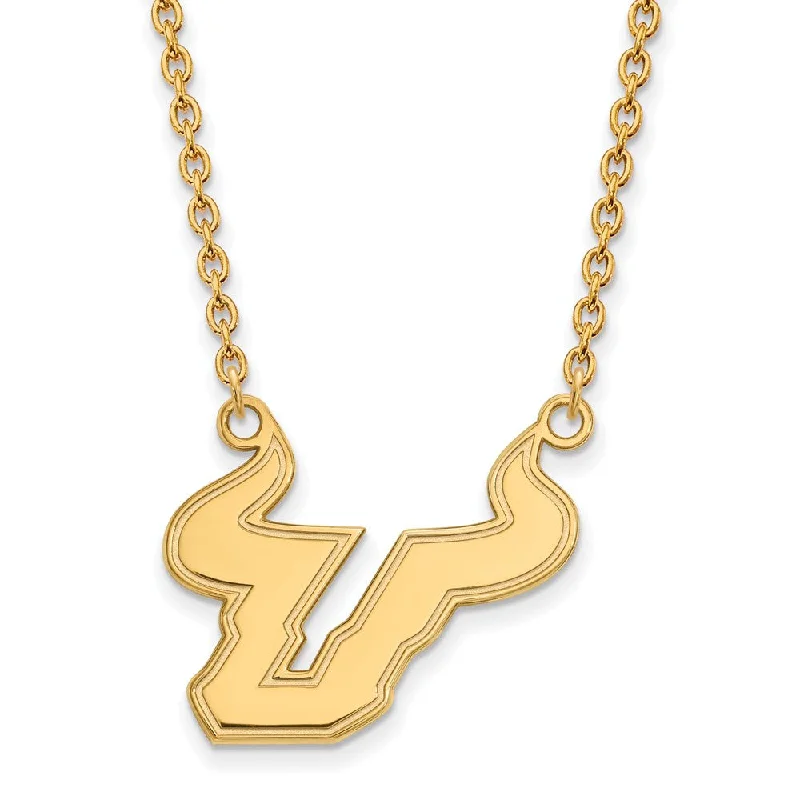 Fashion Necklace for Young Women-14k Gold Plated Silver South Florida Large Pendant Necklace