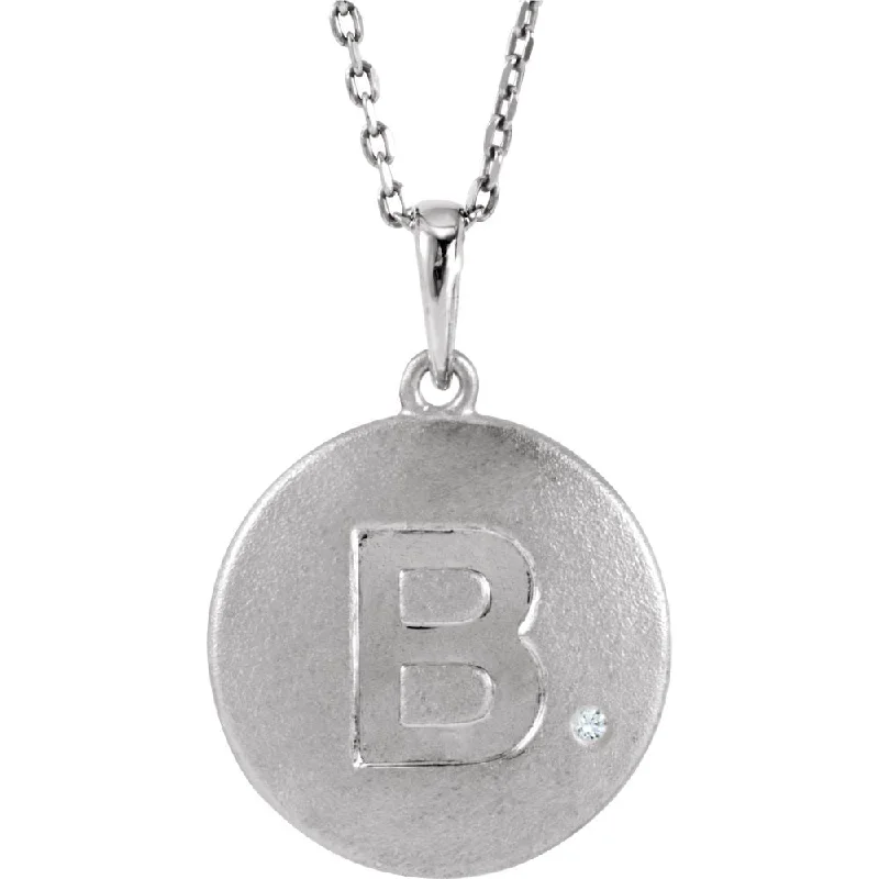 Dazzling Necklace for Special Events-The Emma Sterling Silver Diamond Block Initial B Disc Necklace, 18 In.