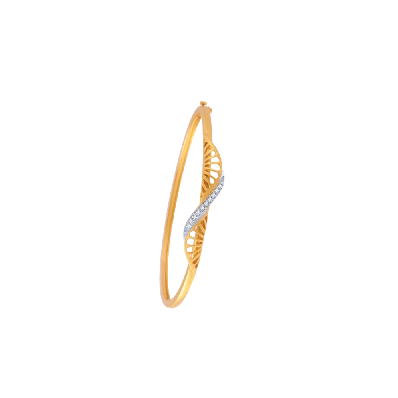 Beautiful Rose Gold Bangles for Fashionistas-14KT (585) Yellow Gold And American Diamond Bangle For Women