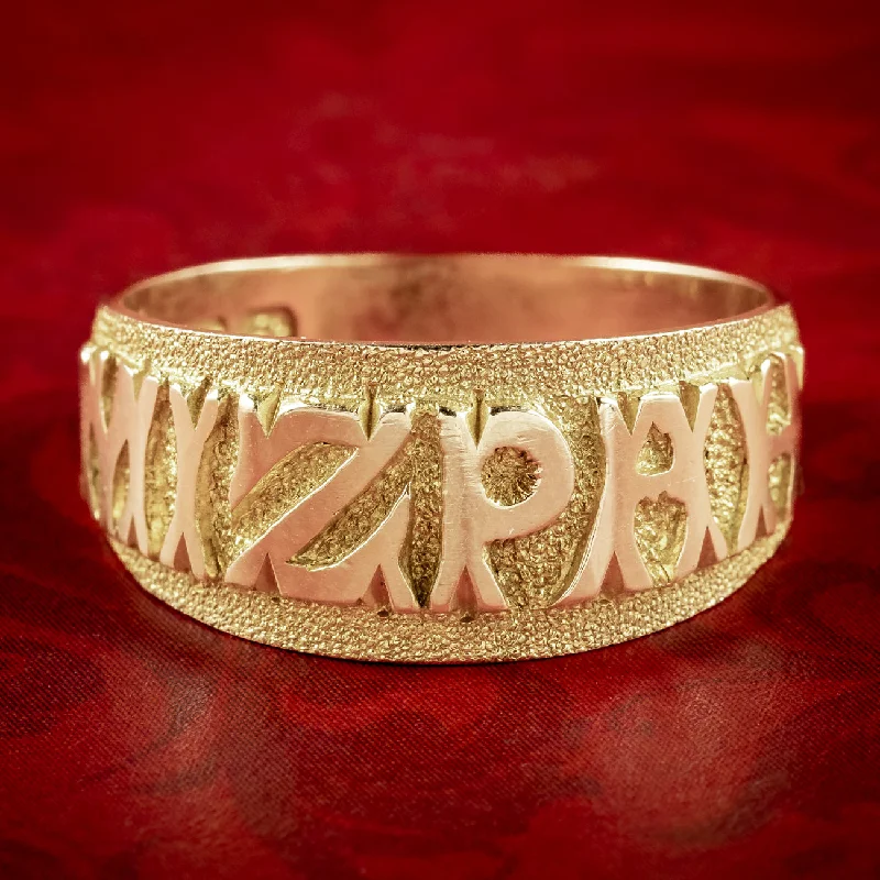 Unique Promise Ring for Couples-Antique Victorian Mizpah Band Ring 9ct Gold