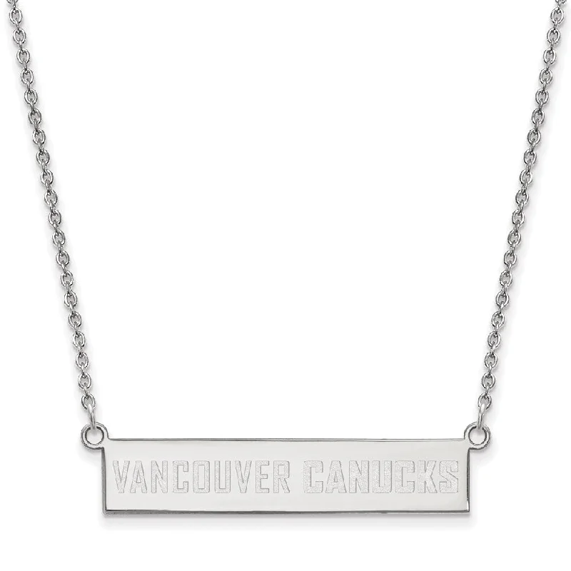 Personalized Birthstone Necklace for Mom-Sterling Silver NHL Vancouver Canucks SM Bar Necklace, 18 In