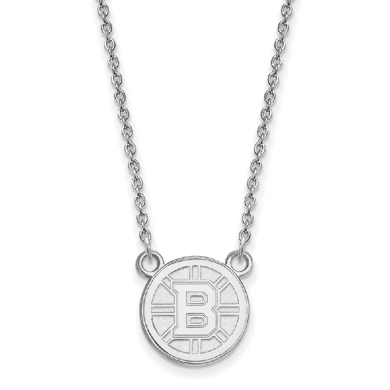 Engraved Necklace for Personal Touch-Sterling Silver NHL Boston Bruins Small Necklace, 18 Inch