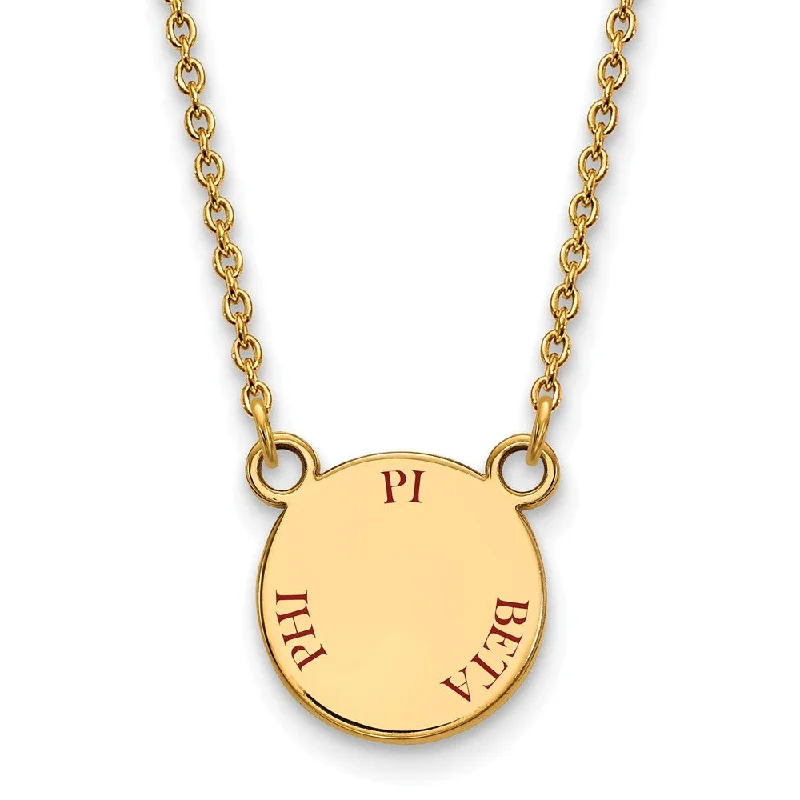 Cute Necklace for Teen Girls-14K Plated Silver Pi Beta Phi Small Red Enamel Necklace